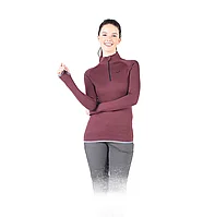 Lorica - Bluza cu maneca lunga (cu fermoar) - 100% Lana Merino Vişiniu, XXL