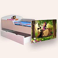 Pat Copii Masha Si Ursul 2-8 Ani Cu Sertar Cu Saltea Inclusa 140x70 Cmg43817538650369