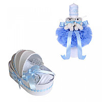 Pachet Trusou botez in landou si lumanare cu ursuleti pentru Baietel Denikos® 40 - NKO1554