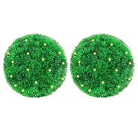 Mingi artificiale din lemn de cimiș cu lumini LED 2 buc Verde