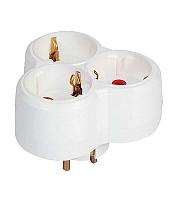 Triplu stecher 3x Schuko 16A 3500W alb/rosu 001 170 033002 00 00
