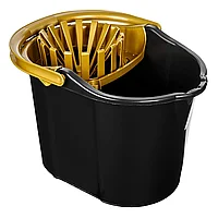 Galeata Mop cu Storcator si Roti, Capacitate 20L, Negru Auriu