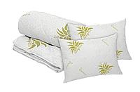 Set alb DormeVu model Aloe Vera, 2 perne microfibra 50x70 cm si pilota matlasata 350g/mp, 180x200 cm