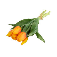 Buchet 3 fire de lalele portocalii și 2 boboci din silicon, 30 cm