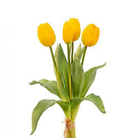 Buchet 3 fire de lalele galbene și 2 boboci din silicon, 30 cm