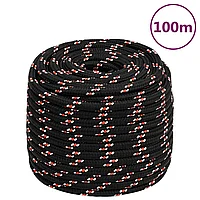 Frânghie de barcă, negru, 18 mm, 100 m, polipropilenă