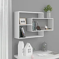 Rafturi de perete alb extralucios 104x20x58,5 cm lemn prelucrat