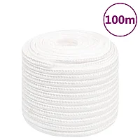 Frânghie de barcă, alb complet, 18 mm, 100 m, polipropilenă