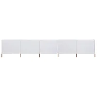 Paravan anti-vânt cu 5 panouri alb nisipiu 600x120 cm textil