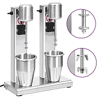 Mixer de milkshake cu 2 vase, oțel inoxidabil, 2 L
