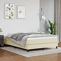 Saltea de pat cu arcuri, crem, 140x190x20 cm, piele ecologică