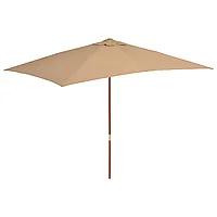 Umbrelă de soare, exterior, stâlp lemn, 200x300 cm, gri taupe