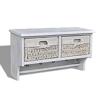 Raft de perete, alb, 60 x 23,5 x 33 cm, lemn de paulownia