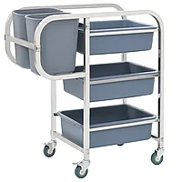 Cărucior de bucătărie cu recipiente din plastic, 82x43,5x93 cm
