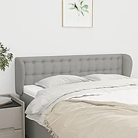 Tăblie de pat cu aripioare gri deschis 147x23x78/88 cm textil