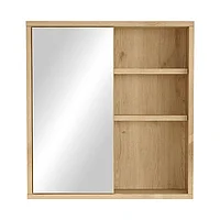 Dulap baie Bagno cu oglindă și lustră Pakoworld în nuanță Naturală 60x14.5x63.6cm 15x60