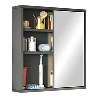 Cabinete de baie Bagno cu oglindă pakoworld în nuanță antracită 60x14.5x63.6cm 15x60