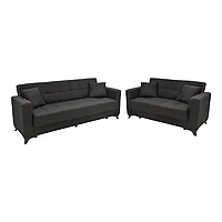 Set de sufragerie 2 piese Modesto din material pakoworld în nuanță neagră 85x215