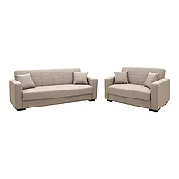 Set de sufragerie 2 piese Vox pakoworld din material în nuanță crem 83x214