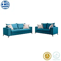 Set canapea Verona 2 piese din material petrol cu perne colorate bej 93x173