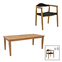 Set de dining 7 piese Ganny-Mady din lemn de tei pakoworld în nuanță Natural 200x100x75cm 100x200