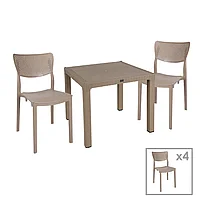 Set de dining Explore-Ignite set pakoworld 5 piese PP Crem 90x90x73,5cm 90x90