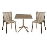 Set de dining Groovy-Confident pakoworld set 3 piese PP Crem 80x80x74,5cm 80x80