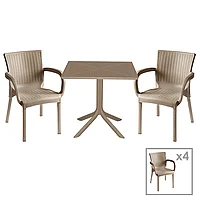 Set de masa Groovy-Festive set pakoworld 5 piese PP Crem 80x80x74,5cm 80x80