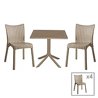 Set de masa Groovy-Confident set pakoworld 5 piese PP Crem 80x80x74,5cm 80x80
