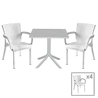 Set de dining Groovy-Festive pachet 5 piese PP alb 80x80x74,5cm 80x80