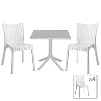 Set de masă Groovy-Confident 5 piese din PP alb 80x80x74,5cm 80x80