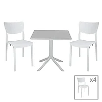 Set de masa Groovy-Ignite pakoworld set 5 piese PP alb 80x80x74,5cm 80x80