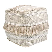 Puf de bumbac Inart în nuanță alb-bej 50x50x50cm 50x50
