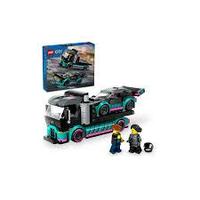 LEGO City 60406 - Masina de curse si camion transportator de masini (328 piese)