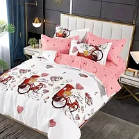 Lenjerie de pat 2 persoane, bumbac finet, 6 piese, 2 fete, SP678 Bumbac finet 100%, 245 x 250 cm, 200 x 230