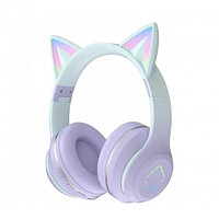Casti audio Over Ear pentru copii, J&Y, wireless, pliabile, efecte luminoase, mov