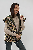 VESTA SCURTA OVERSIZE MATLASATA CU BUZUNARE ANIMAL PRINT RIZA
