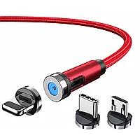 Cablu magnetic USB 2.0 pentru incarcare telefon / tableta EVTrend®, 3 in 1, rotatie 540 grade, USB-C, Micro