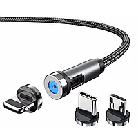 Cablu magnetic USB 2.0 pentru incarcare telefon / tableta EVTrend®, 3 in 1, rotatie 540 grade, USB-C, Micro