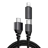 Cablu de incarcare si transfer de date, 2 in 1, PD, lungime 1m, EVTrend® Premium, USB-C la USB-C, Lightning,