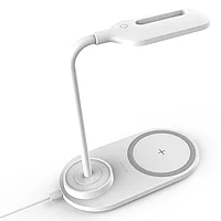 Veioza lampa LED EVTrend®, control touch, incarcator wireless QI pentru telefon sau casti, lumina in 3 culori,