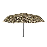 Mini umbrelă manuală, Perletti, model leopard, culoarea bej nisipiu