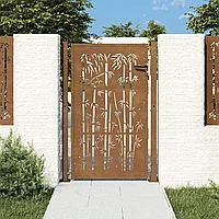Poartă pentru grădină, 105x130 cm, oțel corten, model bambus
