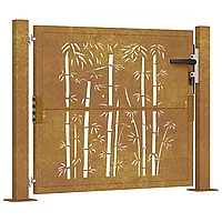 Poartă pentru grădină, 105x80 cm, oțel corten, model bambus