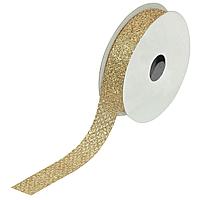 Panglică Decorativă Brad de Crăciun, Glitter, Bej șampanie, 5m x 15mm