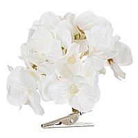 Floare Artificială cu Clips, Hortensie, Dimensiune 10 cm, Culoare AlbĄ