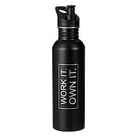 Sticlă Apă Sport, WORK IT. OWN IT., Oțel Inoxidabil, Culoare Negru, Capacitate 0.8L