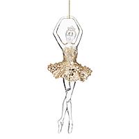 Ornament Brad Crăciun, Balerină, Fustă Glitter Bej, 17 cm, Transparent