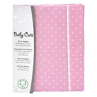 Set Cearceaf cu Față de Pernă Baby Cute, Roz Stele, Bumbac, 2 Piese