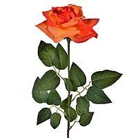 Floare Artificială Trandafir, Model Picături de Rouă, Portocaliu/Galben, 63cm